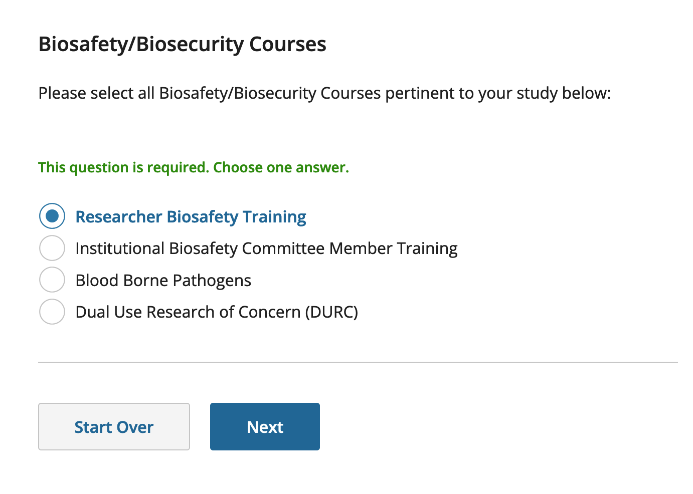 Researcher Biosafety Training